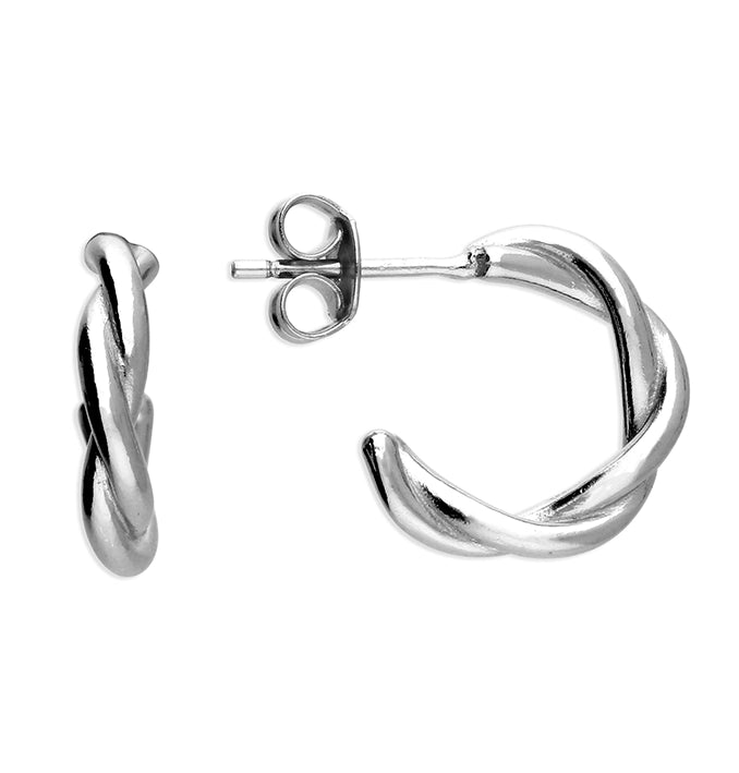 Huggie hoop earringsSterling Silver Twist Hoop Stud Earrings