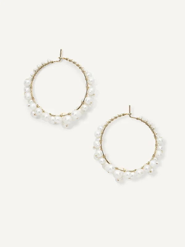 Rose gold hoop earringsCruz Pearl Hoops