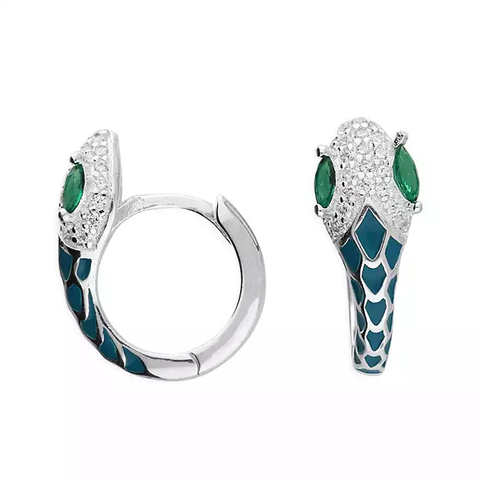 Lightweight hoop earringsSterling Silver Cubic Zirconia Snake Huggie Earrings