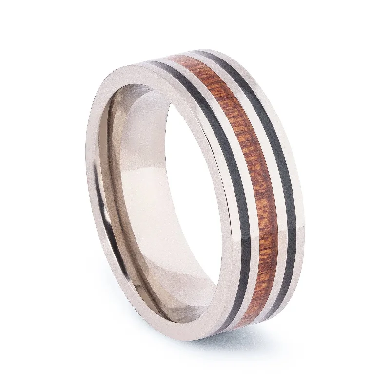 Titanium Rings with a Leather - Wrapped Shank for a Rustic LookThe Cedar | 8MM