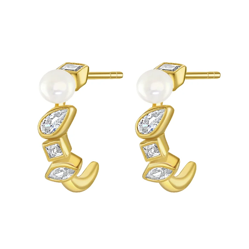 Personalized hoop earringsGold Vermeil Pearl Cubic Zirconia Drop Stud Earrings