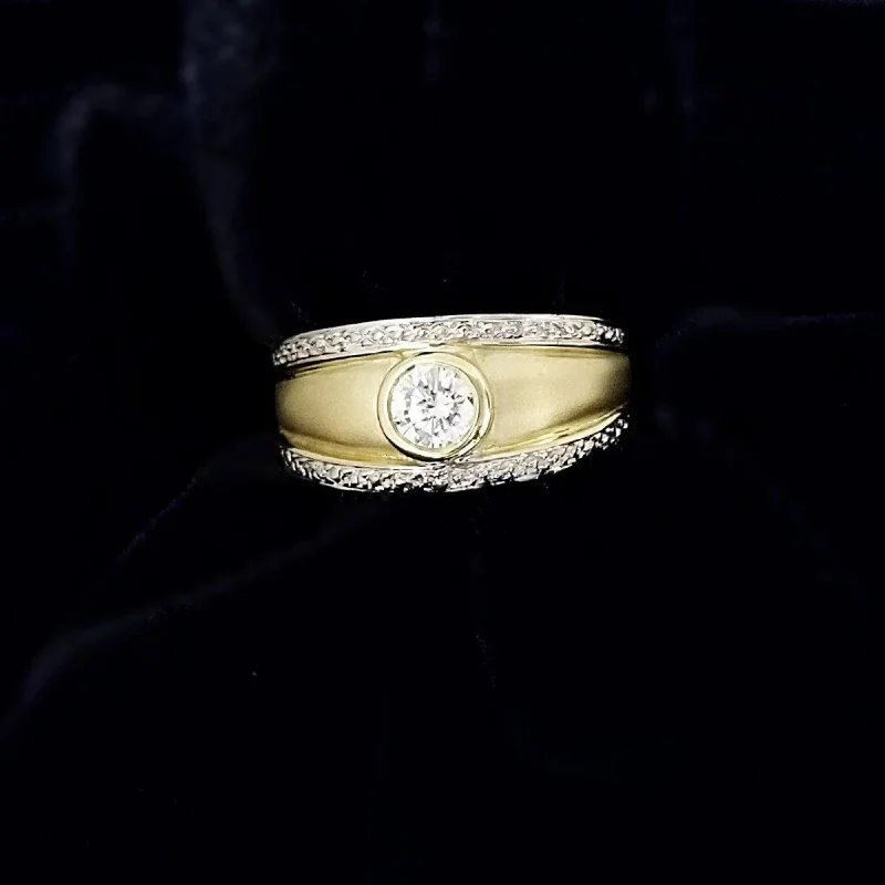 Tennis - Style Women's Rings with a Row of Round Diamonds in PlatinumYellow Gold Brush Finish Diamond Ring Tennis - Style Women's Rings with a Row of Round Diamonds in PlatinumYellow Gold Brush Finish Diamond Ring