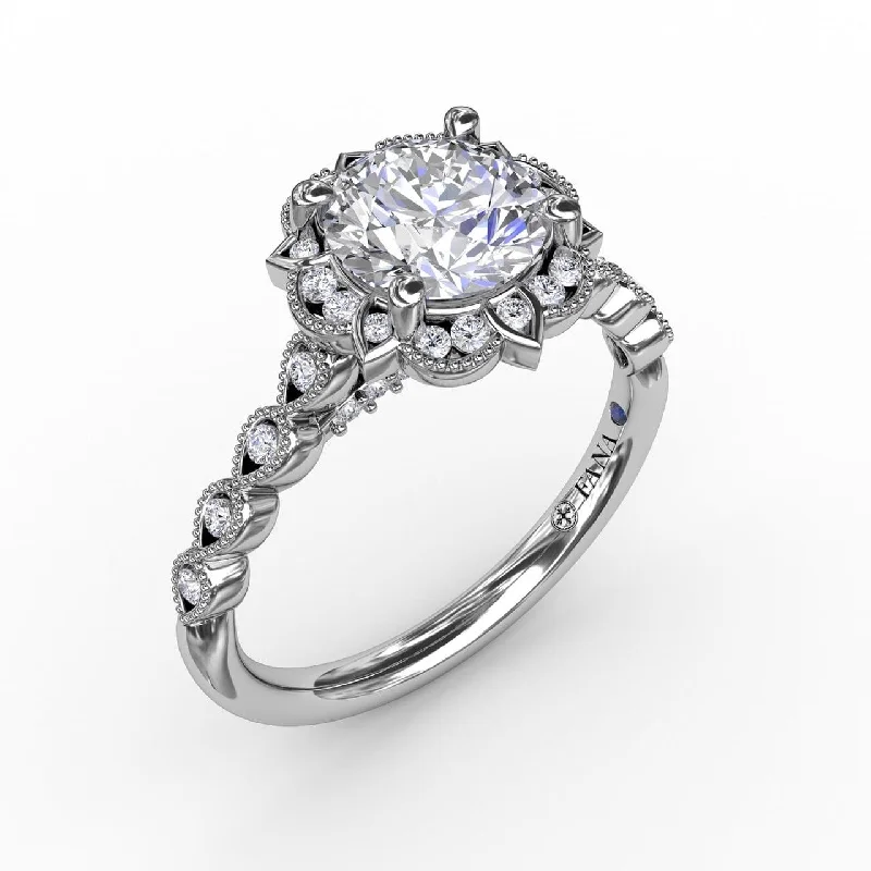 Men's Diamond Engagement Rings with Platinum Band and Halo Setting for a Luxury ProposalRound Diamond Engagement With Floral Halo and Milgrain Details Men's Diamond Engagement Rings with Platinum Band and Halo Setting for a Luxury ProposalRound Diamond Engagement With Floral Halo and Milgrain Details