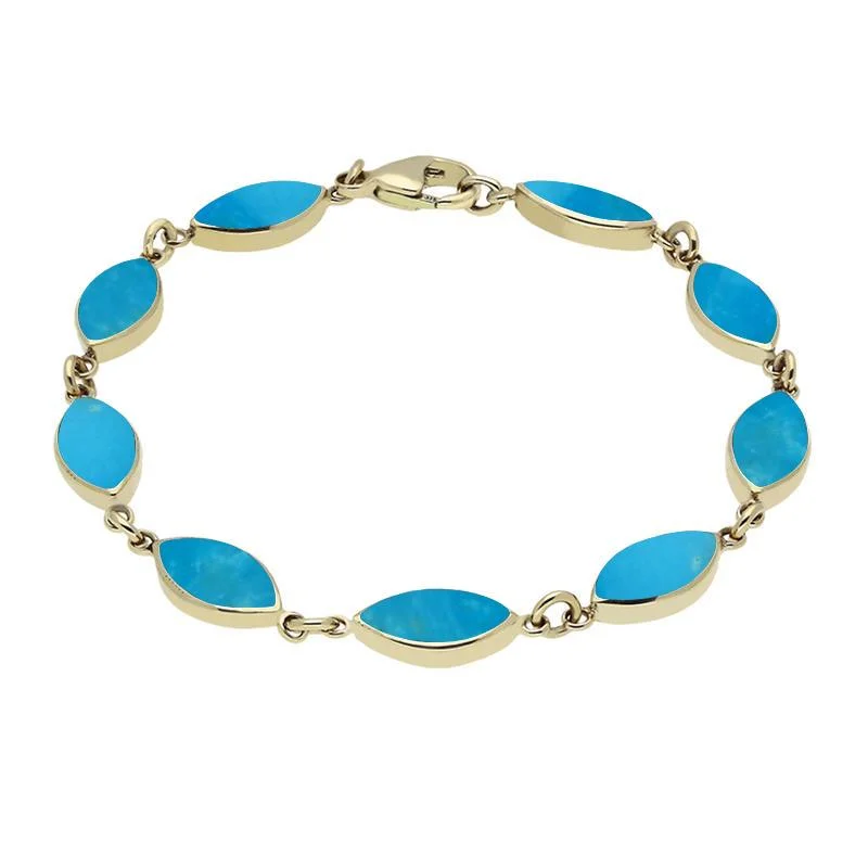 9ct Yellow Gold Turquoise Marquise Bracelet