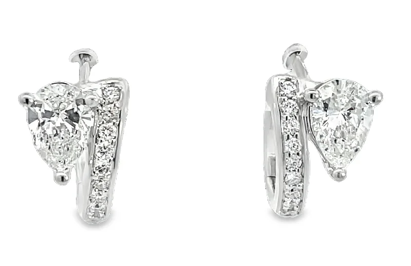 Asscher - cut diamond engagement ring with a pavé - set eternity band in platinumLAB GROWN PEAR & ROUND DIAMONDS 1.36CTW HUNGGIE STYLE HOOPS Asscher - cut diamond engagement ring with a pavé - set eternity band in platinumLAB GROWN PEAR & ROUND DIAMONDS 1.36CTW HUNGGIE STYLE HOOPS