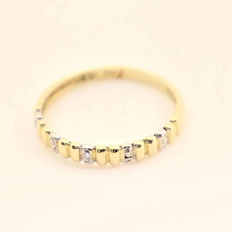 Minimalist Women's Rings with a Single Pearl in 14K Gold - Plated BandsYellow Gold Thin Band Diamond Ring Minimalist Women's Rings with a Single Pearl in 14K Gold - Plated BandsYellow Gold Thin Band Diamond Ring
