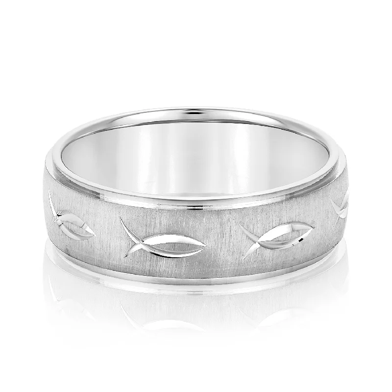 Men's anti - allergy rings for sensitive skinMen's Ichthus Jesus Fish Motif Christian Fish Pattern Wedding Band Men's anti - allergy rings for sensitive skinMen's Ichthus Jesus Fish Motif Christian Fish Pattern Wedding Band