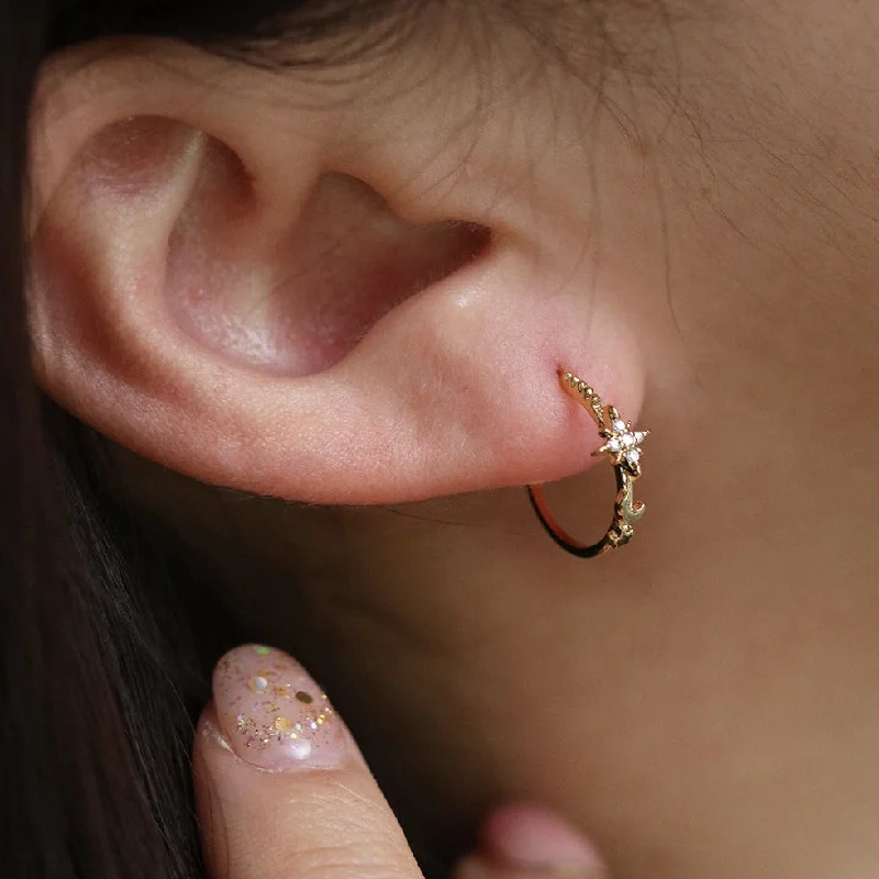 Beaded hoop earringsMoon and star semi-hoop earrings