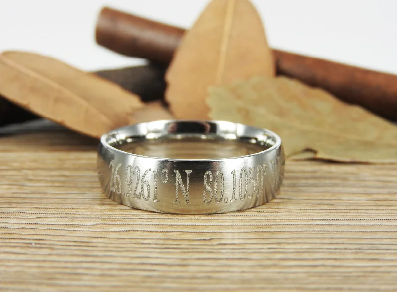 Men's opal - featured rings with iridescent colorsLatitude Longitude Ring, Coordinate Ring, Longitude Latitude, Personalized Ring, Personalized Jewelry,ring coordinates Men's opal - featured rings with iridescent colorsLatitude Longitude Ring, Coordinate Ring, Longitude Latitude, Personalized Ring, Personalized Jewelry,ring coordinates