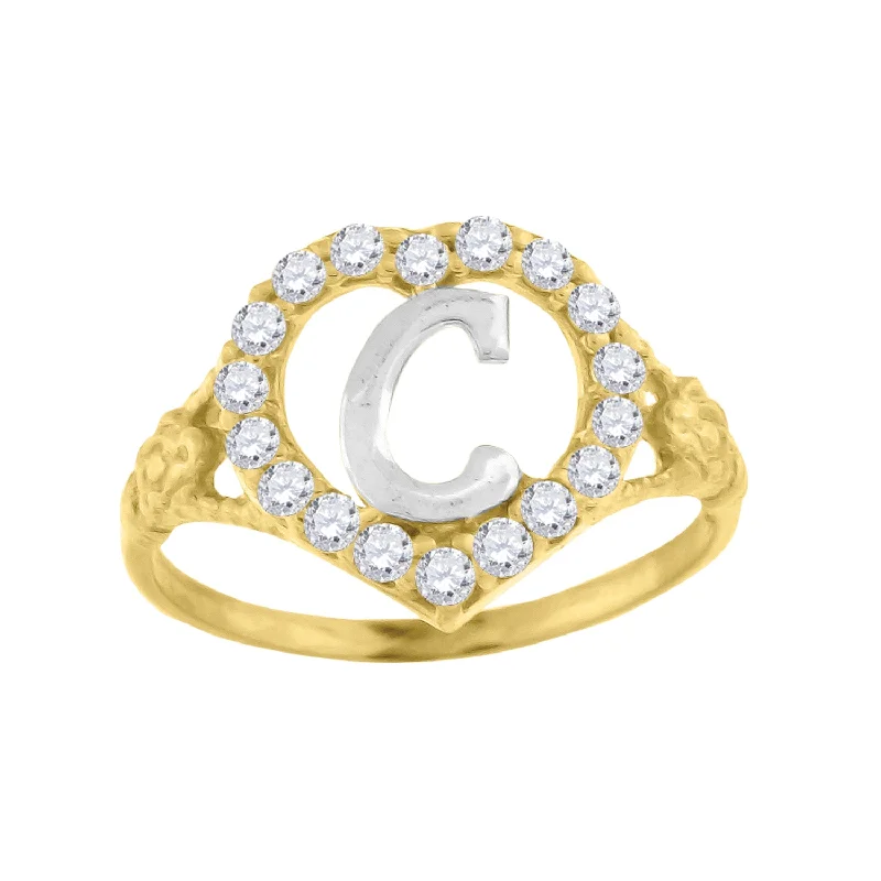 Enamel - Coated Fashion Rings in Bright Colors with Animal - Print PatternsKeene Jewelers 10kt Two-tone Gold Womens Cubic Zirconia Polished Finish Heart Shape Letter C Initial Ring Enamel - Coated Fashion Rings in Bright Colors with Animal - Print PatternsKeene Jewelers 10kt Two-tone Gold Womens Cubic Zirconia Polished Finish Heart Shape Letter C Initial Ring
