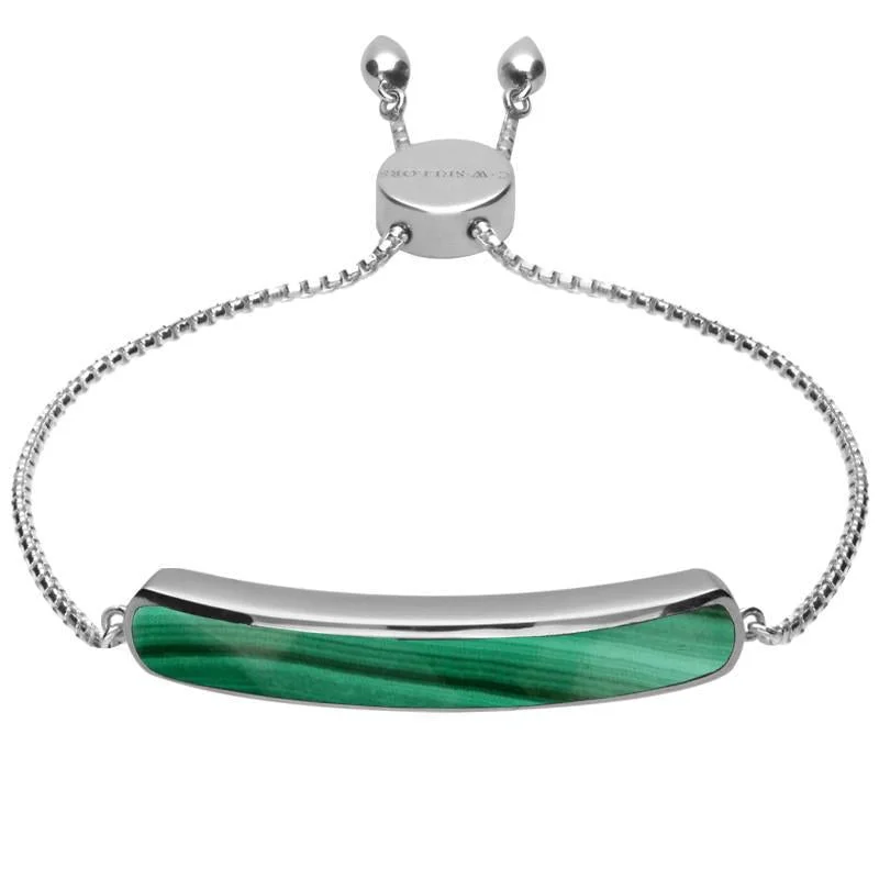 Sterling Silver Malachite Lineaire Long Bracelet
