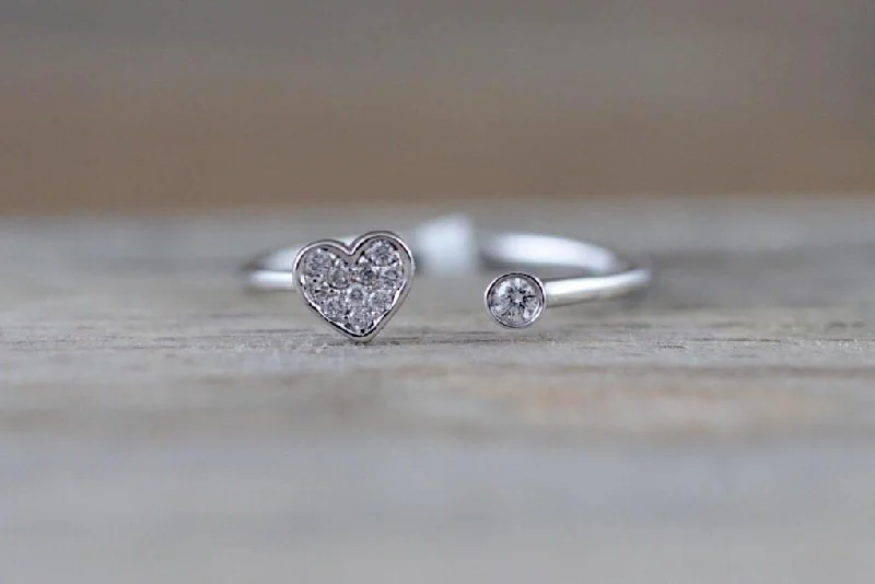 Men's waterproof rings for water - based activities18k White Gold Double Heart Love Diamond Ring Engagement Wedding Stack Band Men's waterproof rings for water - based activities18k White Gold Double Heart Love Diamond Ring Engagement Wedding Stack Band
