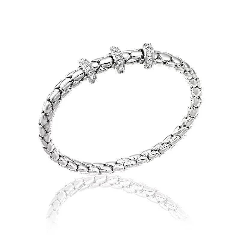 Chimento Stretch Spring 18ct White Gold 0.56ct Diamond Triple Rondelle Bracelet