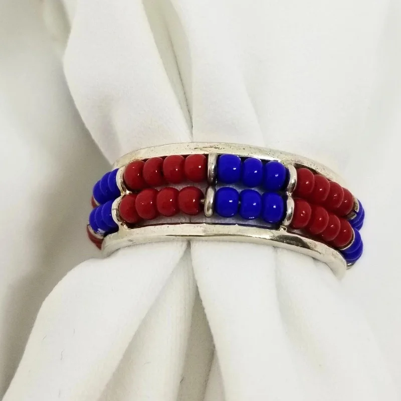Stackable Gemstone Rings for Women in Amethyst, Sapphire, and EmeraldSilver African Beaded Ring Stackable Gemstone Rings for Women in Amethyst, Sapphire, and EmeraldSilver African Beaded Ring