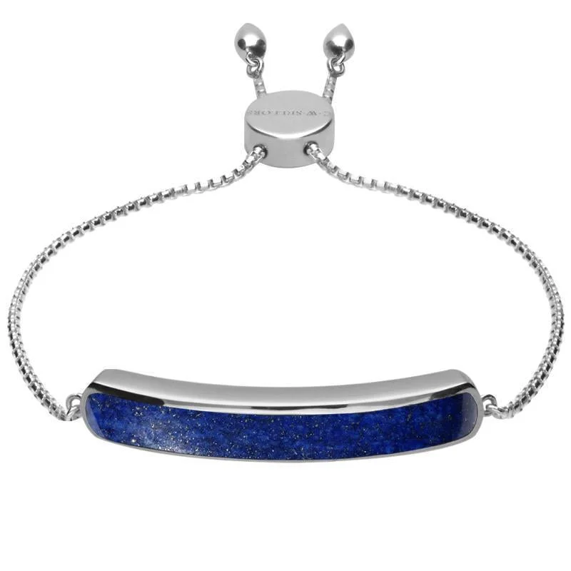 Sterling Silver Lapis Lazuli Lineaire Long Bracelet