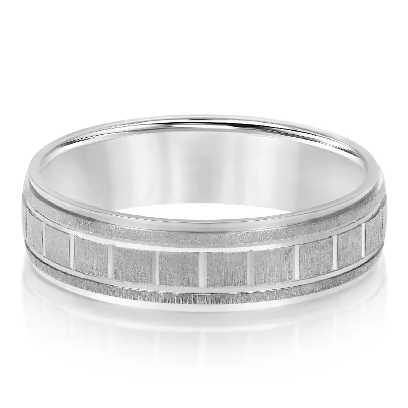Men's multi - colored gemstone rings for a vibrant styleMen's Box-Patterned Brushed Wedding Band Men's multi - colored gemstone rings for a vibrant styleMen's Box-Patterned Brushed Wedding Band