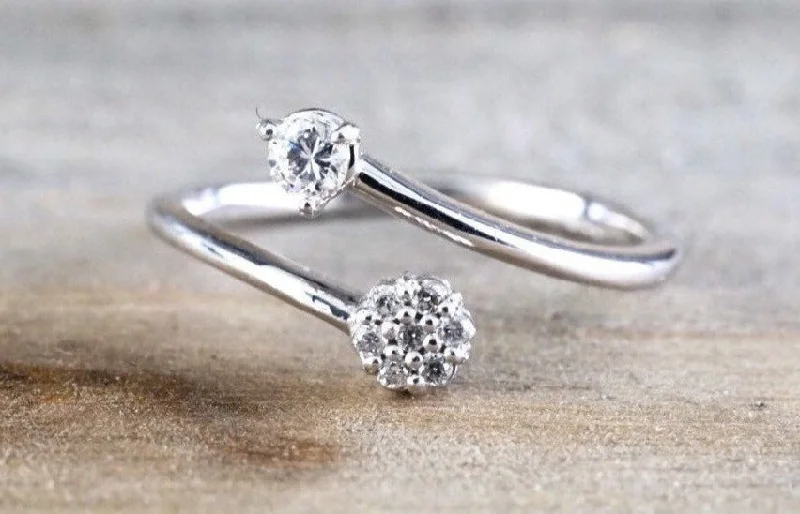 Men's music - note rings for musicians14k White Gold Diamond Twist Open Flower Pinkie Small Child Ring Adjustable Band