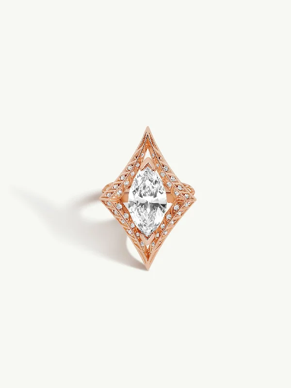 Stackable Gemstone Rings for Women in Amethyst, Sapphire, and EmeraldPalmyra Ring With Brilliant Marquise-Cut White Diamond In 18K Rose Gold Stackable Gemstone Rings for Women in Amethyst, Sapphire, and EmeraldPalmyra Ring With Brilliant Marquise-Cut White Diamond In 18K Rose Gold