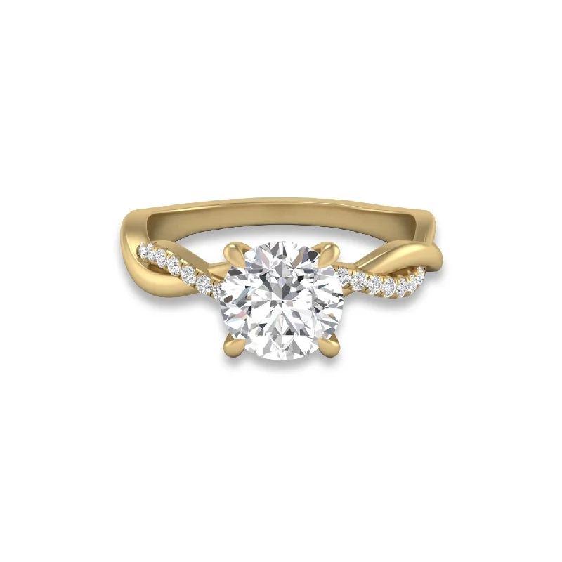 Marquee Agatha Twisted Pave Ring with IGI Certified 2 Carat Lab-Grown Round Diamond in 14K Yellow Gold Marquee Agatha Twisted Pave Ring with IGI Certified 2 Carat Lab-Grown Round Diamond in 14K Yellow Gold