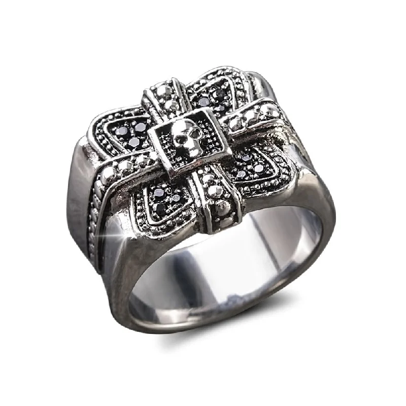 Tennis - Style Women's Rings with a Row of Round Diamonds in PlatinumMidnight Skull Steel Ring Tennis - Style Women's Rings with a Row of Round Diamonds in PlatinumMidnight Skull Steel Ring