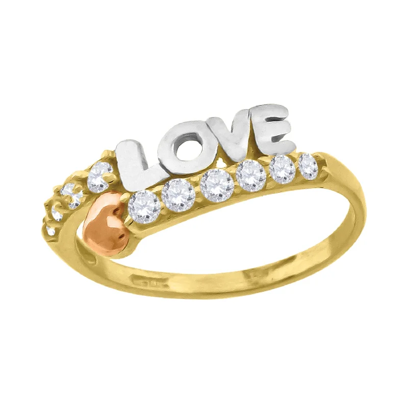 Bangle - Style Fashion Rings in Rose - Gold - Plated Aluminum with Etched PatternsKeene Jewelers 10kt Gold Womens Tri-color CZ Love Heart Band Ring Bangle - Style Fashion Rings in Rose - Gold - Plated Aluminum with Etched PatternsKeene Jewelers 10kt Gold Womens Tri-color CZ Love Heart Band Ring