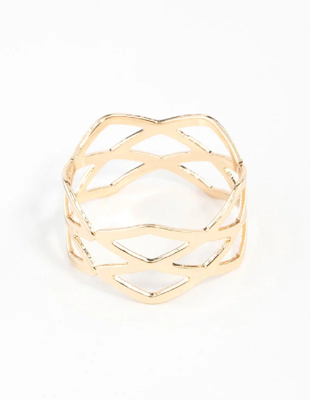 Minimalist Fashion Rings in Stainless Steel with a Single Solitaire CrystalGold Multi Cross Over Ring Minimalist Fashion Rings in Stainless Steel with a Single Solitaire CrystalGold Multi Cross Over Ring