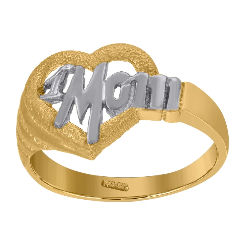 Pearl - Adorned Fashion Rings in Gold - Tone Alloy for a Sophisticated LookKeene Jewelers 10kt Two-tone Gold Womens Textured 1 Mom Heart Band Ring Pearl - Adorned Fashion Rings in Gold - Tone Alloy for a Sophisticated LookKeene Jewelers 10kt Two-tone Gold Womens Textured 1 Mom Heart Band Ring