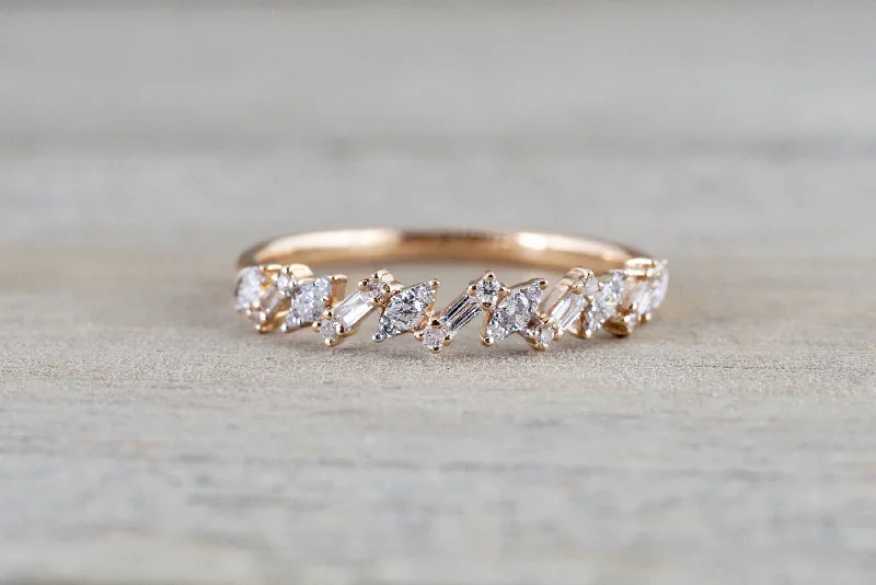Men's pinky rings with a small gemstonePayment plan for Valerie 18k Gold Diamond Baguette Zig Zag Marquis and Rectangle Segments Ring Band Men's pinky rings with a small gemstonePayment plan for Valerie 18k Gold Diamond Baguette Zig Zag Marquis and Rectangle Segments Ring Band