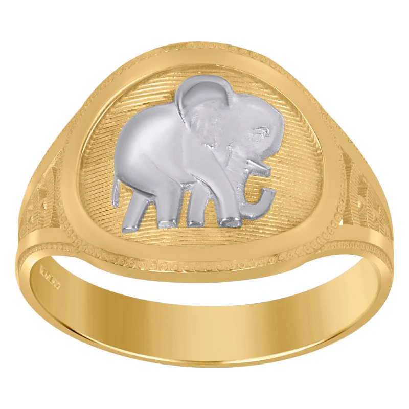 Fashion Rings with Initial Charms in Silver - Plated Metal for a Custom AccessoryKeene Jewelers 10kt Two-tone Gold Womens DC Textured Elephant Band Ring Fashion Rings with Initial Charms in Silver - Plated Metal for a Custom AccessoryKeene Jewelers 10kt Two-tone Gold Womens DC Textured Elephant Band Ring