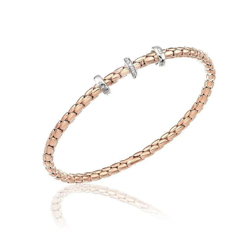 Chimento Stretch Spring 18ct Rose Gold 0.10ct Diamond Triple Rondelle Bracelet
