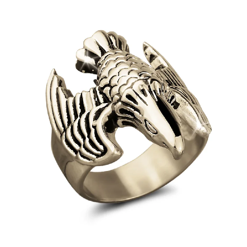 Minimalist Women's Rings with a Single Pearl in 14K Gold - Plated BandsEagle Freedom Ring Minimalist Women's Rings with a Single Pearl in 14K Gold - Plated BandsEagle Freedom Ring