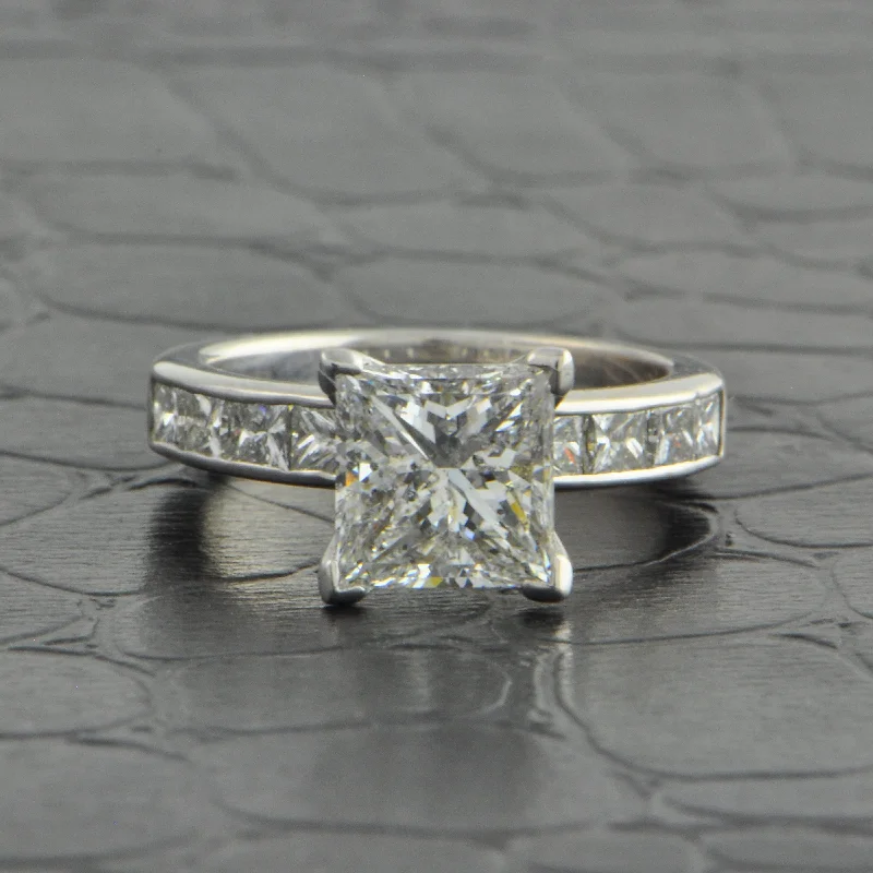 Opal and diamond engagement ring in a contemporary silver band with black - rhodium accentsGIA 2.0 ct. F - I1 Princess Cut Diamond Engagement Ring Opal and diamond engagement ring in a contemporary silver band with black - rhodium accentsGIA 2.0 ct. F - I1 Princess Cut Diamond Engagement Ring