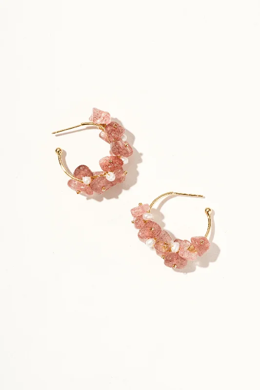Oval hoop earringsIsolara Strawberry Quartz Earrings