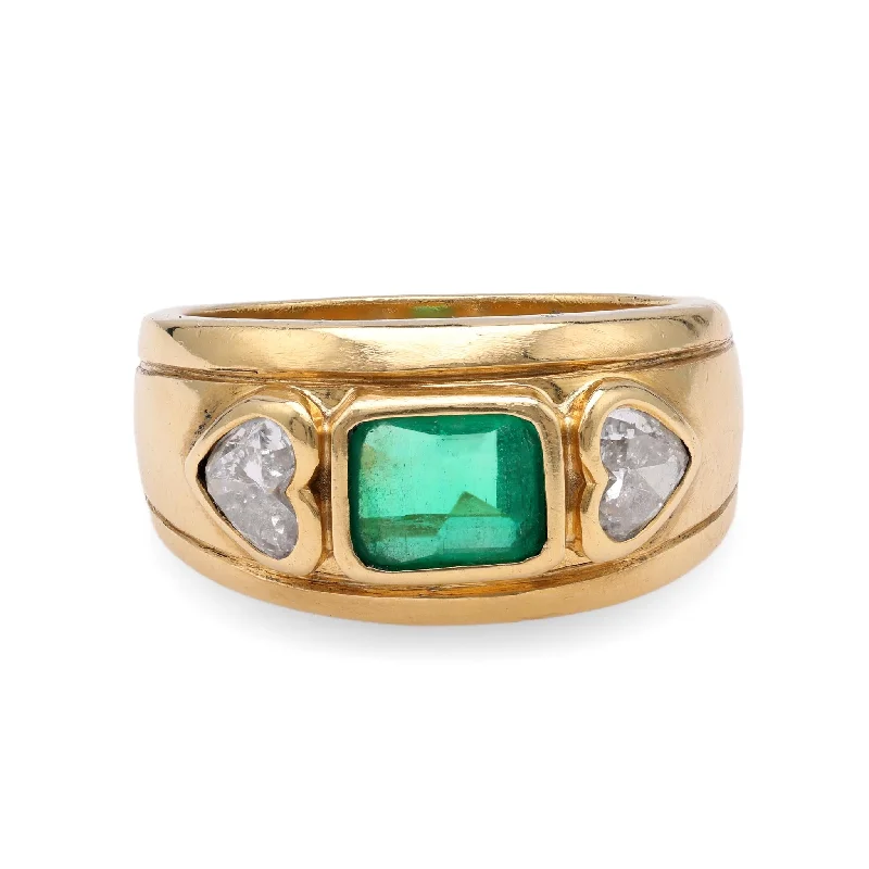 Three - stone diamond engagement ring in rose gold, symbolizing past, present, and futureFrench Emerald Diamond Yellow Gold Ring Three - stone diamond engagement ring in rose gold, symbolizing past, present, and futureFrench Emerald Diamond Yellow Gold Ring