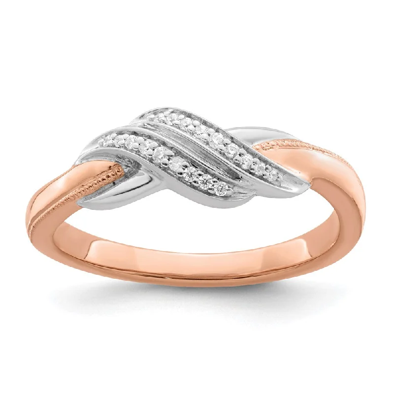 14k Two-tone Gold Two-tone White and Rose Polished Fancy Diamond Ring