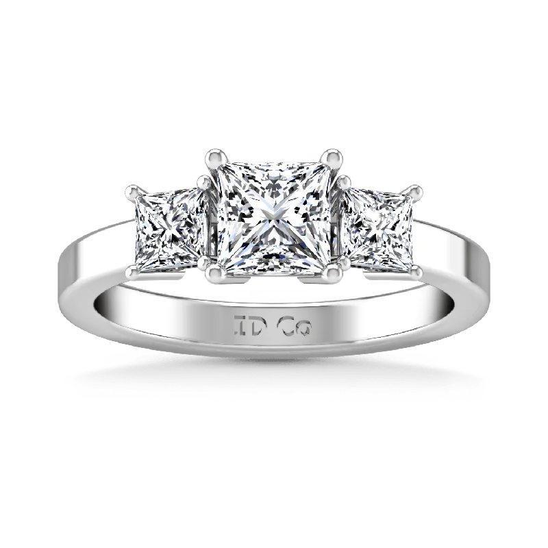 Art Deco - Inspired Women's Rings with Geometric Shapes in 14K GoldThree Stone Princess Cut Diamond Engagement Ring Alana 14K White Gold Art Deco - Inspired Women's Rings with Geometric Shapes in 14K GoldThree Stone Princess Cut Diamond Engagement Ring Alana 14K White Gold