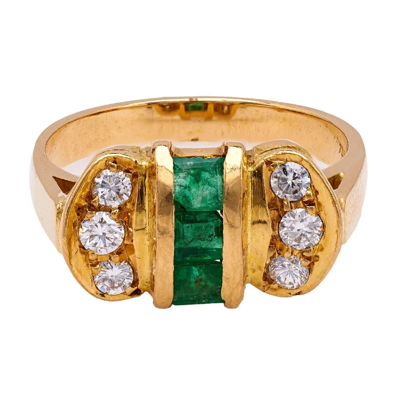Heart - shaped diamond engagement ring with a hidden halo in 14K rose goldVintage Emerald and Diamond 18k Yellow Gold Ring