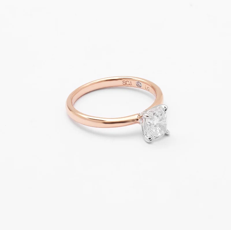 Oval - cut sapphire and diamond engagement ring in 18K white gold18K Rose And White Gold Cushion Lab Diamond Solitaire Engagement Ring 1.0ct Oval - cut sapphire and diamond engagement ring in 18K white gold18K Rose And White Gold Cushion Lab Diamond Solitaire Engagement Ring 1.0ct