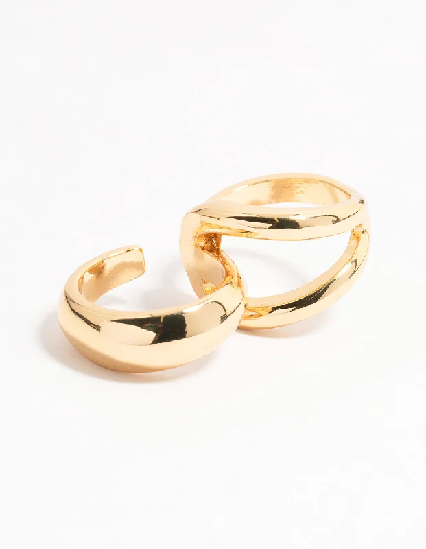 LED - Lit Fashion Rings in Plastic with Color - Changing Effects for a Futuristic LookGold Plated Looped Double Ring LED - Lit Fashion Rings in Plastic with Color - Changing Effects for a Futuristic LookGold Plated Looped Double Ring