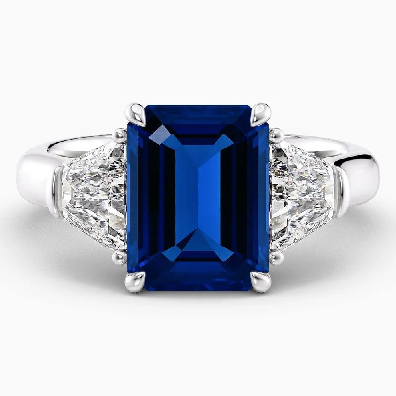 Men's Citrine Engagement Rings in Stainless Steel with a Stackable Band Design6 Carat Emerald Shape Three Stone Blue Sapphire Engagement Ring Men's Citrine Engagement Rings in Stainless Steel with a Stackable Band Design6 Carat Emerald Shape Three Stone Blue Sapphire Engagement Ring