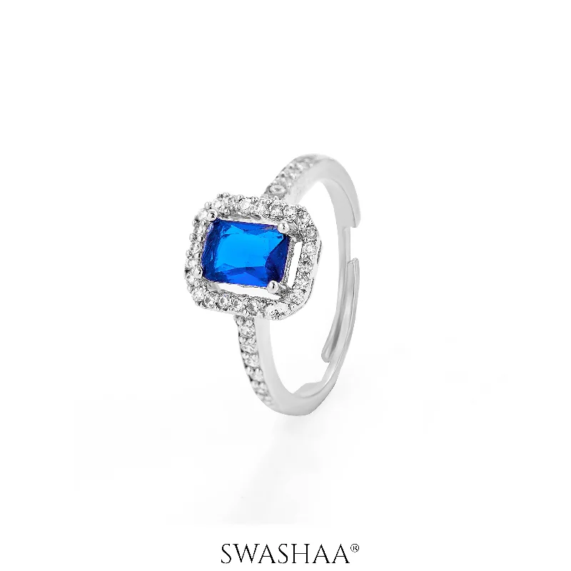 Statement - Making Cocktail Rings for Women with Large Cubic ZirconiaSapphire Sky Ring