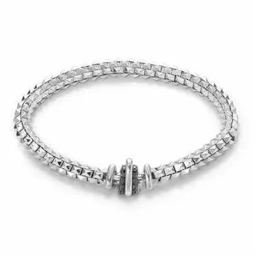 Fope Wild Rose 18ct White Gold 0.23ct Black Diamond Bracelet
