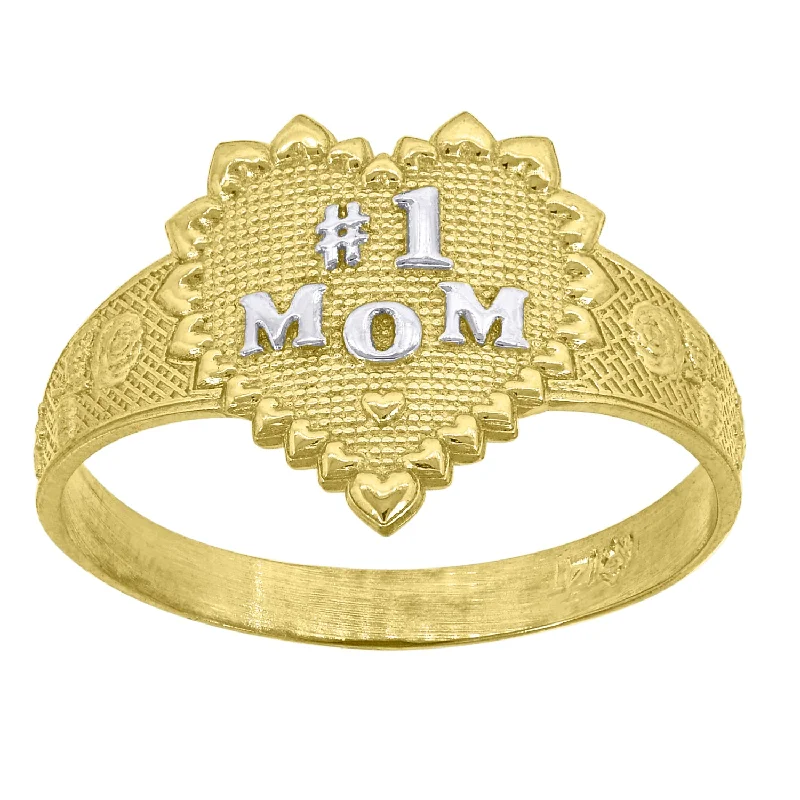 Fashion Rings with Initial Charms in Silver - Plated Metal for a Custom AccessoryKeene Jewelers 14kt Gold Womens Two-tone No. 1 Mom Madre SZ7 Heart Band Ring Fashion Rings with Initial Charms in Silver - Plated Metal for a Custom AccessoryKeene Jewelers 14kt Gold Womens Two-tone No. 1 Mom Madre SZ7 Heart Band Ring