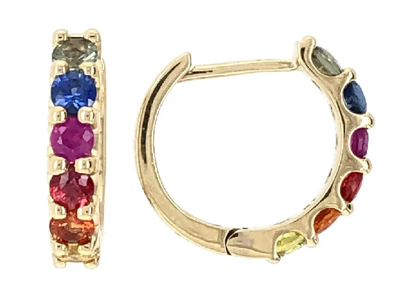 Men's Aquamarine Engagement Rings in 9K Gold with a Bezel - Set Stone14Ky Rainbow Sapphire & Tsavorite Huggie Earrings