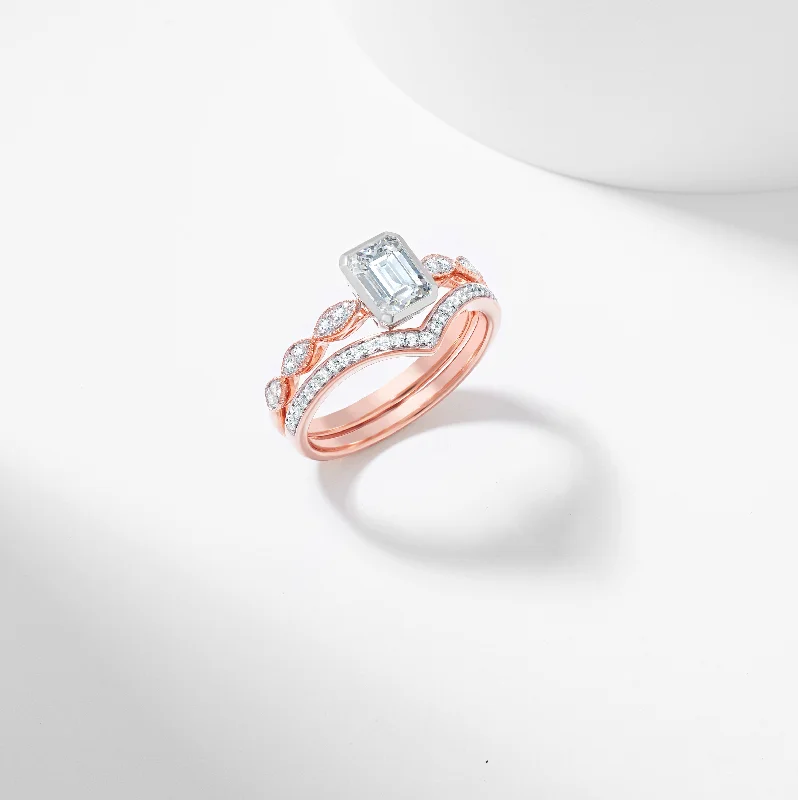 Opal and diamond engagement ring in a contemporary silver band with black - rhodium accentsEmerald Cut Moissanite Solitaire Bridal Set 1.2tdw Opal and diamond engagement ring in a contemporary silver band with black - rhodium accentsEmerald Cut Moissanite Solitaire Bridal Set 1.2tdw