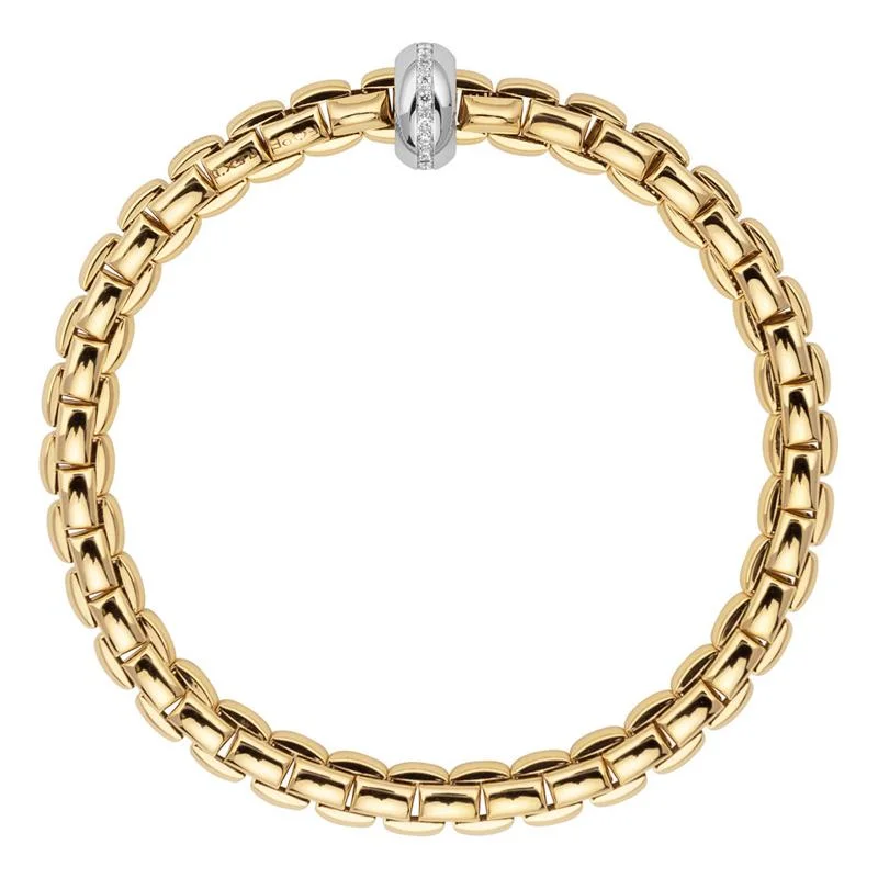 Fope Eka Anniversario 18ct Yellow Gold 0.13ct Diamond Bracelet