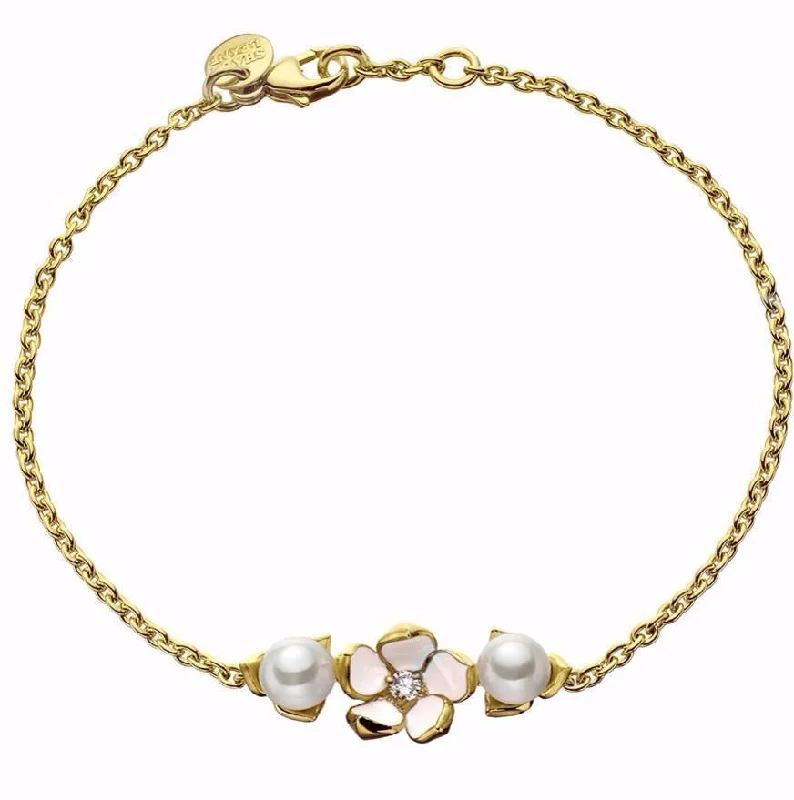 Shaun Leane Cherry Blossom Yellow Gold Vermeil Diamond Pearl Flower Bracelet