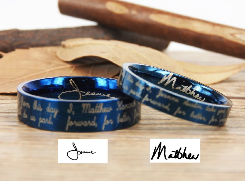 Men's anchor - themed rings for a nautical lookHandmade Handwriting rings, Signature rings, Initial ring, Personalized ring, Matching Wedding Bands, Titanium Couple Rings Set Men's anchor - themed rings for a nautical lookHandmade Handwriting rings, Signature rings, Initial ring, Personalized ring, Matching Wedding Bands, Titanium Couple Rings Set