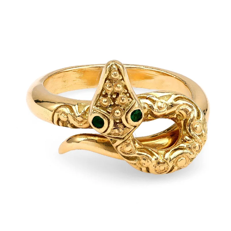 Opal and diamond engagement ring in a contemporary silver band with black - rhodium accentsVictorian-Inspired Emerald Eyes Snake Ring Opal and diamond engagement ring in a contemporary silver band with black - rhodium accentsVictorian-Inspired Emerald Eyes Snake Ring