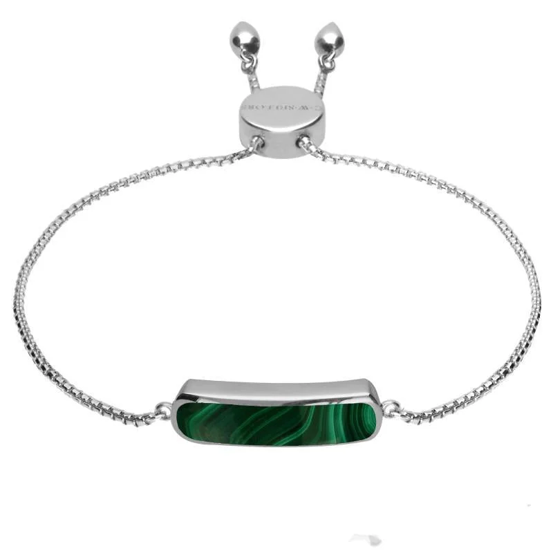 Sterling Silver Malachite Lineaire Petite Bracelet
